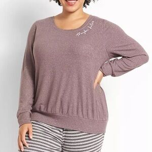 Cacique DreamyCool Lounge Top Mauve Plus Size 14/16 Pajamacore Loungewear Cozy